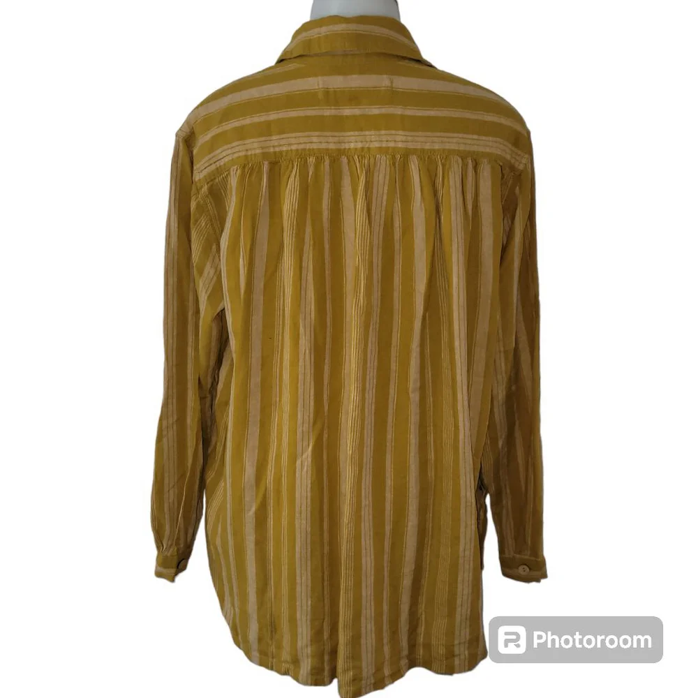 Women's We The Free Yellow Striped Button Down Shirt Size XS
